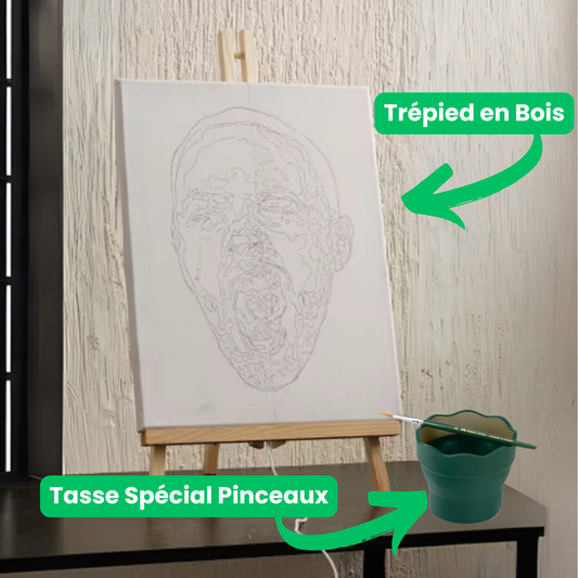 Pack Trépied en bois + Tasse Spéciale Pinceaux